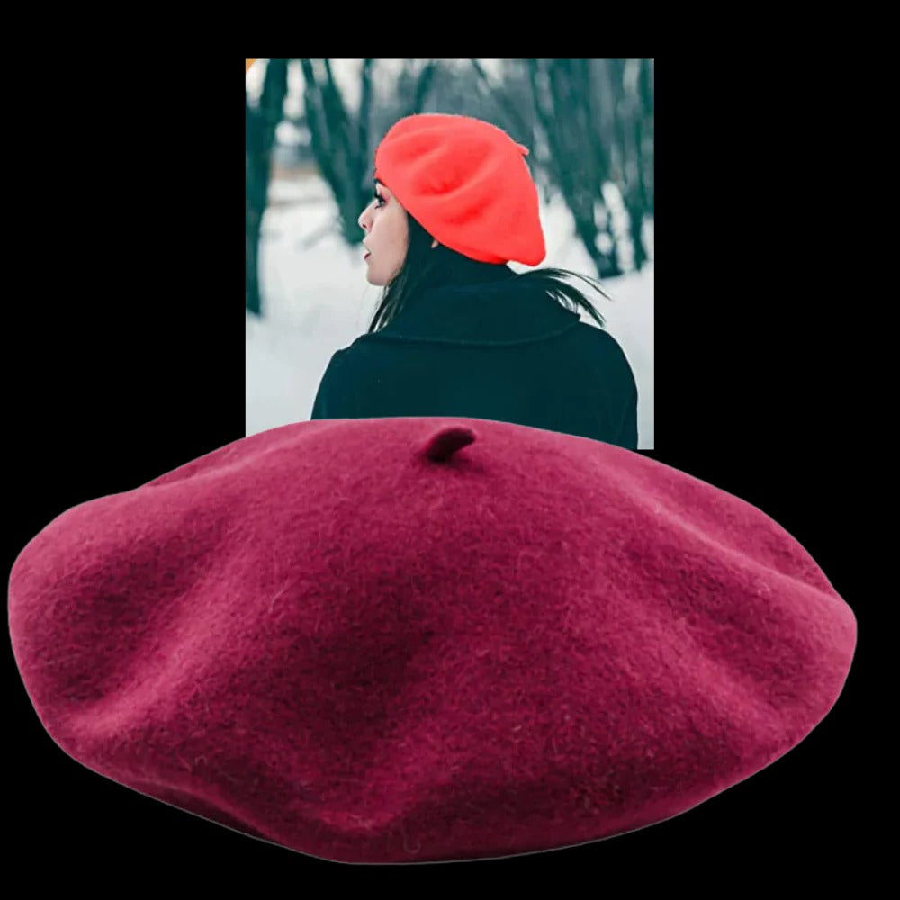 Wool Beret Hat for Women and Girls with Comfortable Elastic Band