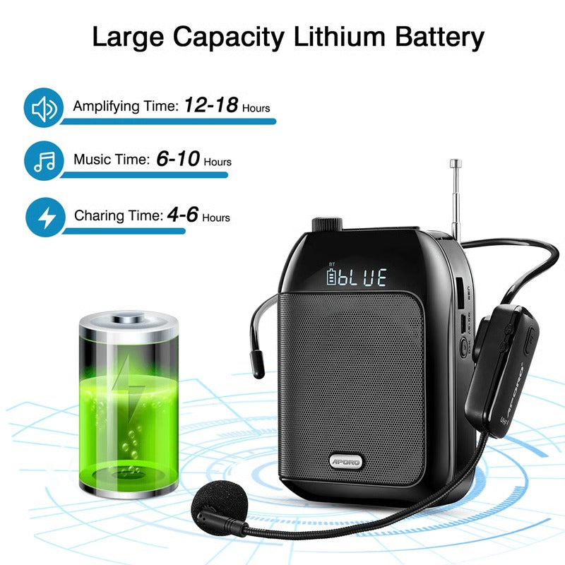 Portable Wireless Microphone Speaker for Tours and Teaching with Bluetooth