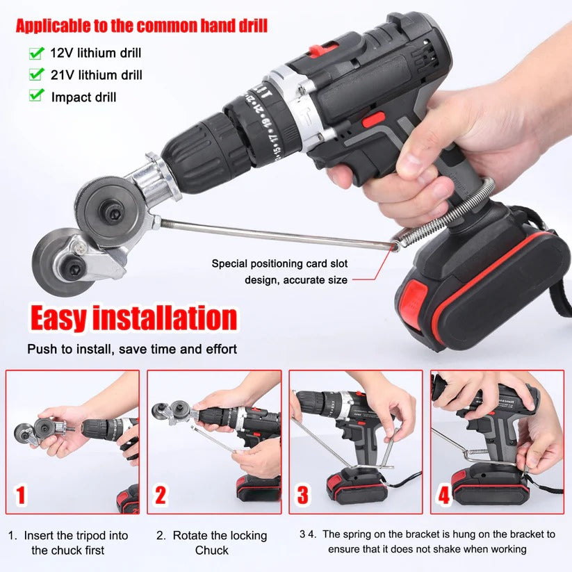 Metal Cutting Shear Tool for Use with Electric Lithium Drills