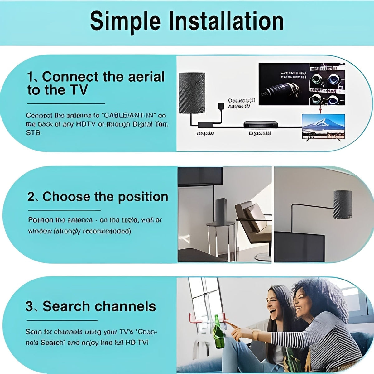VHF and UHF Compatible Digital TV Antenna