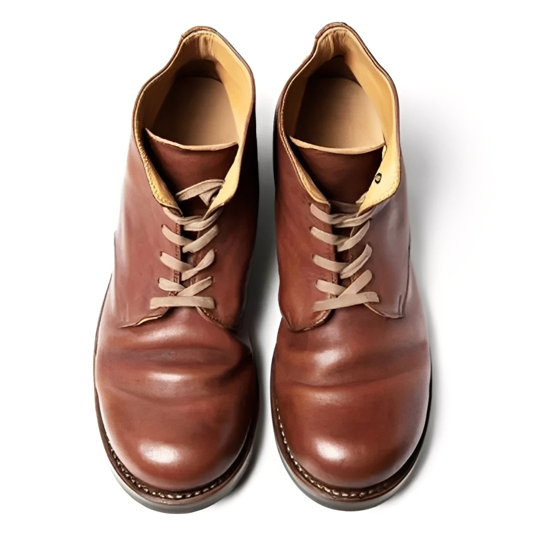Women's Almond Toe Boots in Synthetic Leather with Lace-Up Design