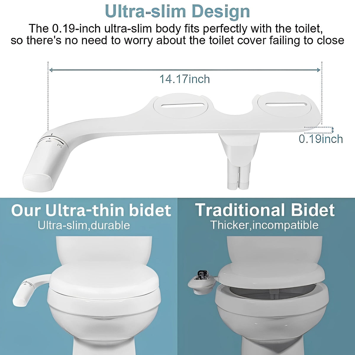 Toilet Bidet Add-On with Two Spray Nozzles