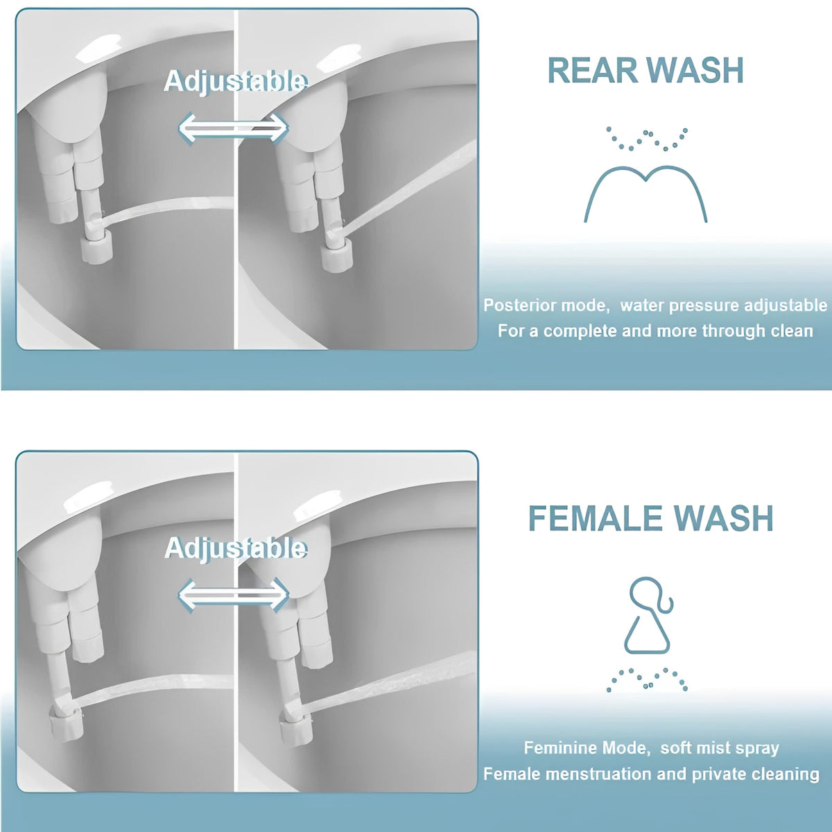 Toilet Bidet Add-On with Two Spray Nozzles