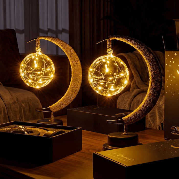 Enchanted Lunar Lamp with Detailed Precision Crater and Celestial Sphere