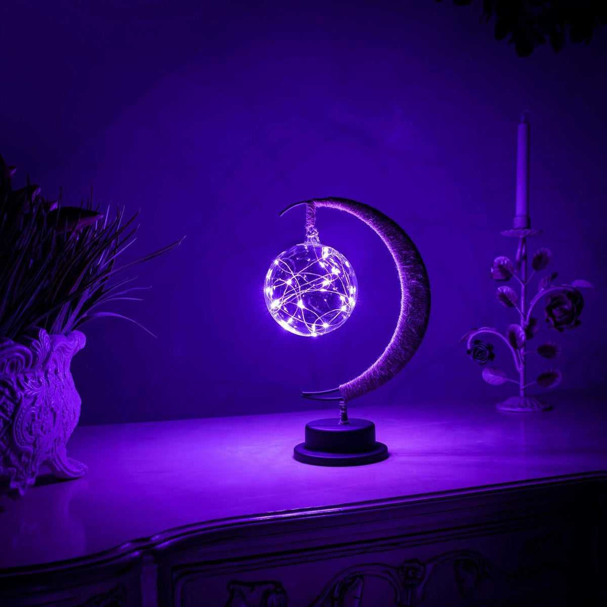 Enchanted Lunar Lamp with Detailed Precision Crater and Celestial Sphere