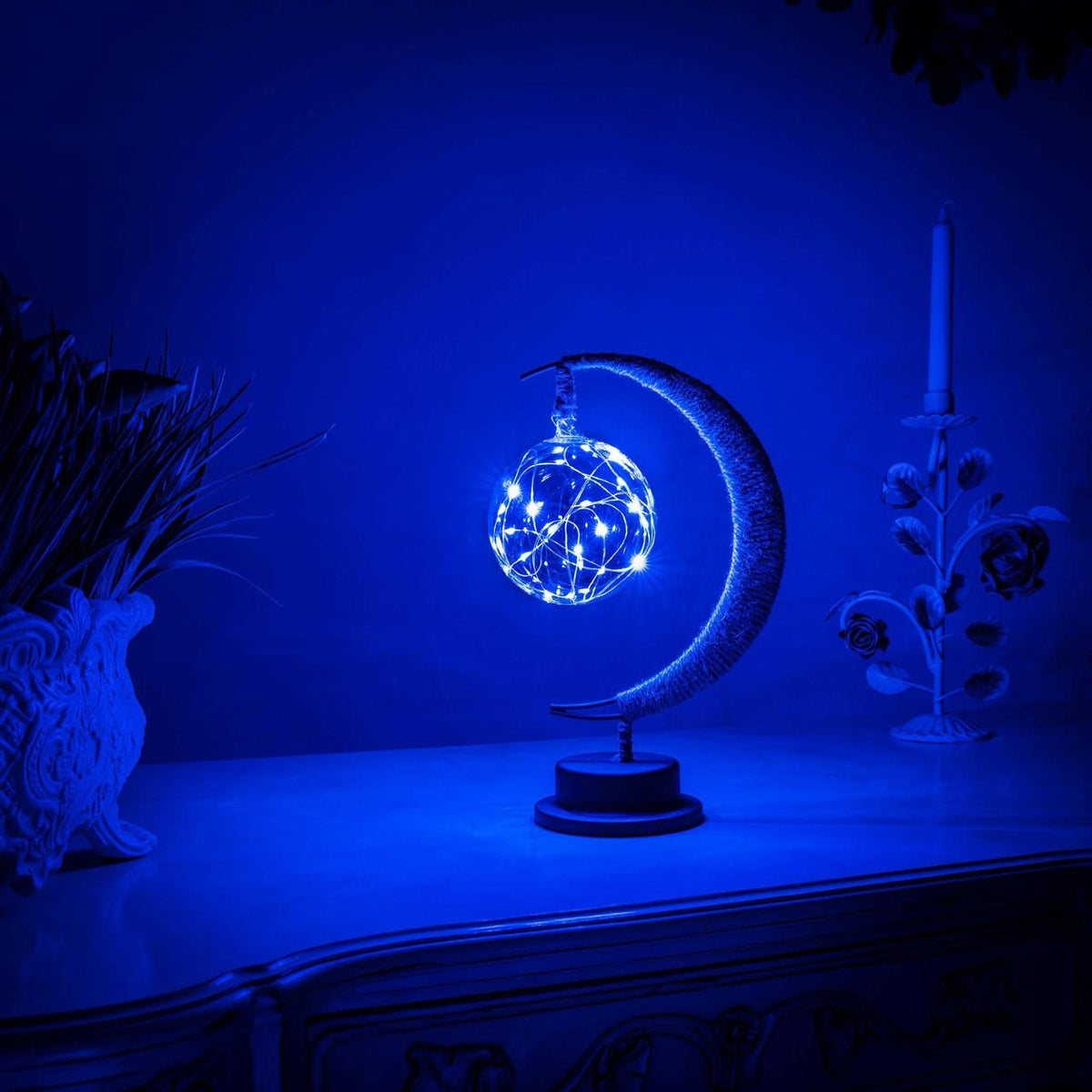 Enchanted Lunar Lamp with Detailed Precision Crater and Celestial Sphere