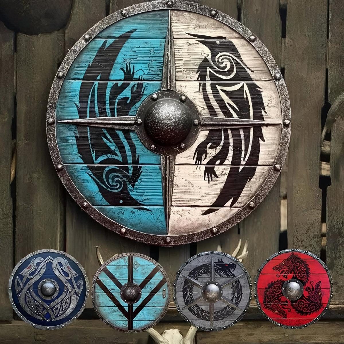 Personalized Viking Shield with Custom Corvid Design