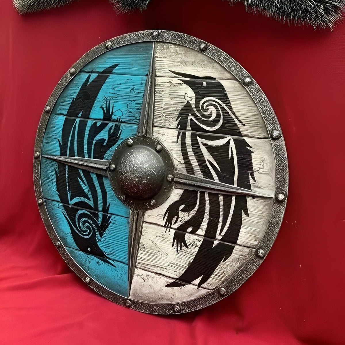 Personalized Viking Shield with Custom Corvid Design
