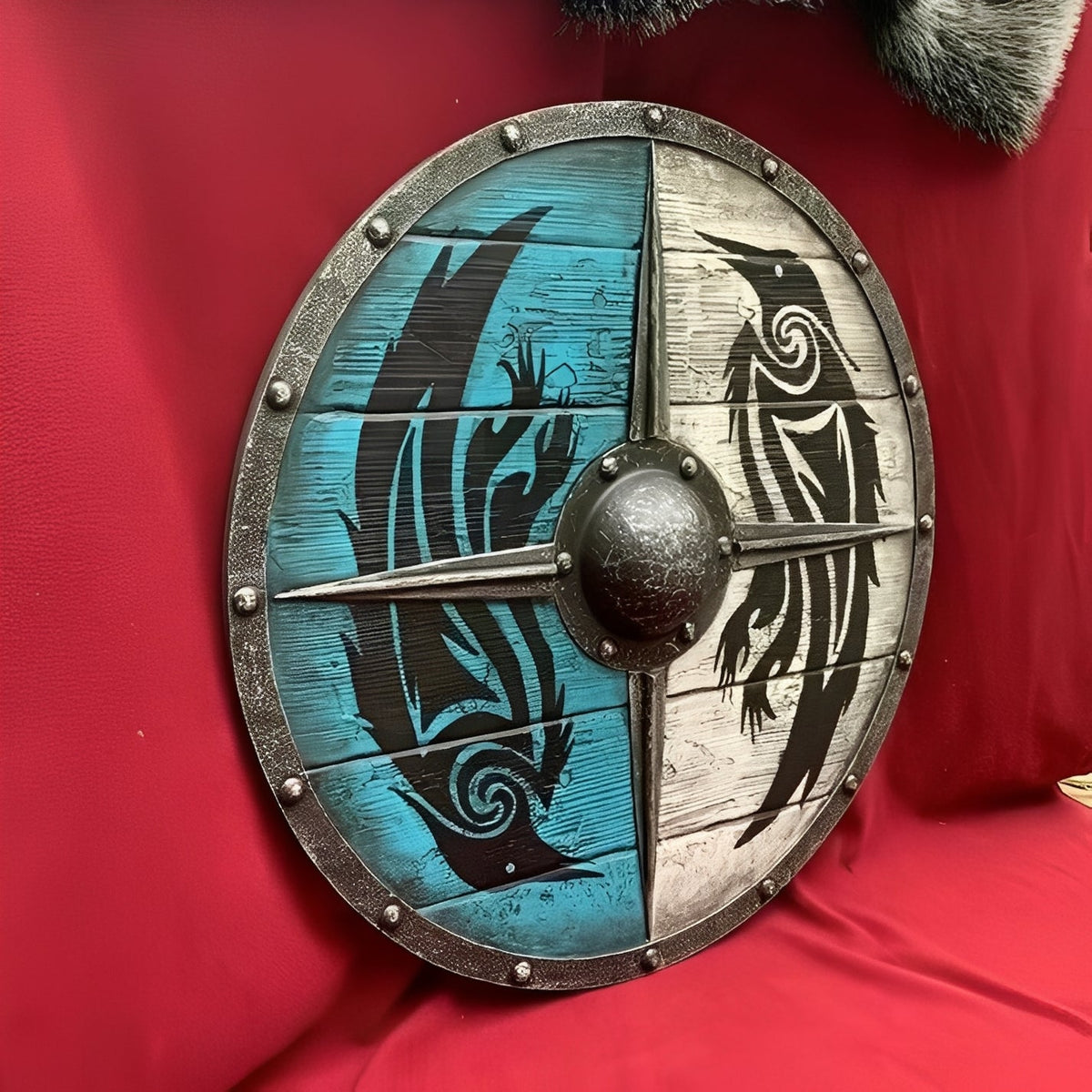 Personalized Viking Shield with Custom Corvid Design