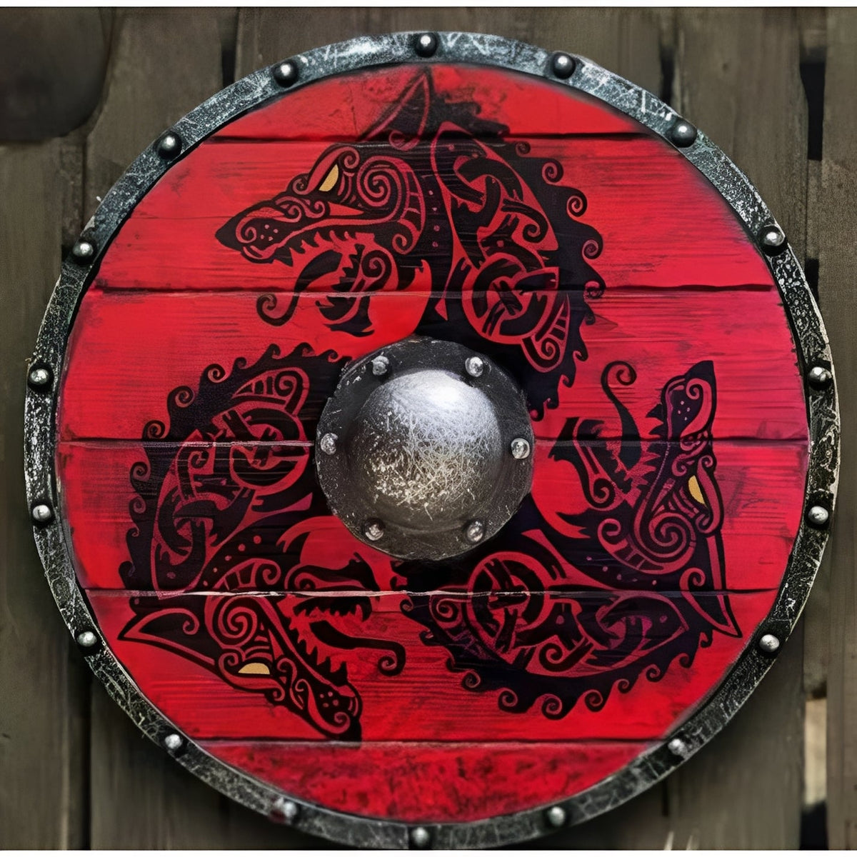 Personalized Viking Shield with Custom Corvid Design