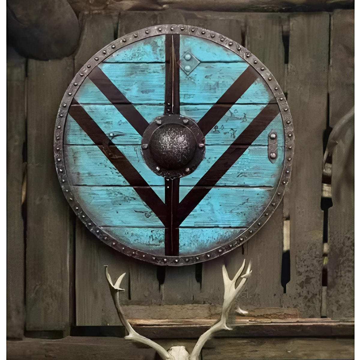 Personalized Viking Shield with Custom Corvid Design