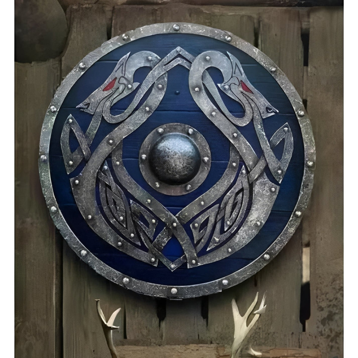 Personalized Viking Shield with Custom Corvid Design