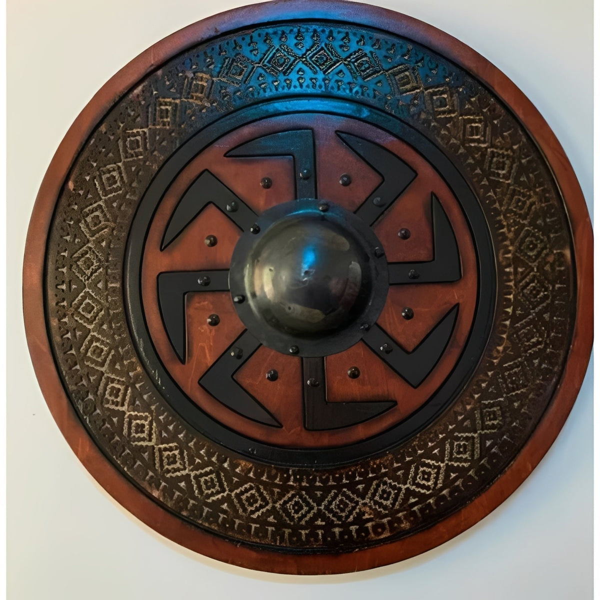 Personalized Viking Shield with Custom Corvid Design