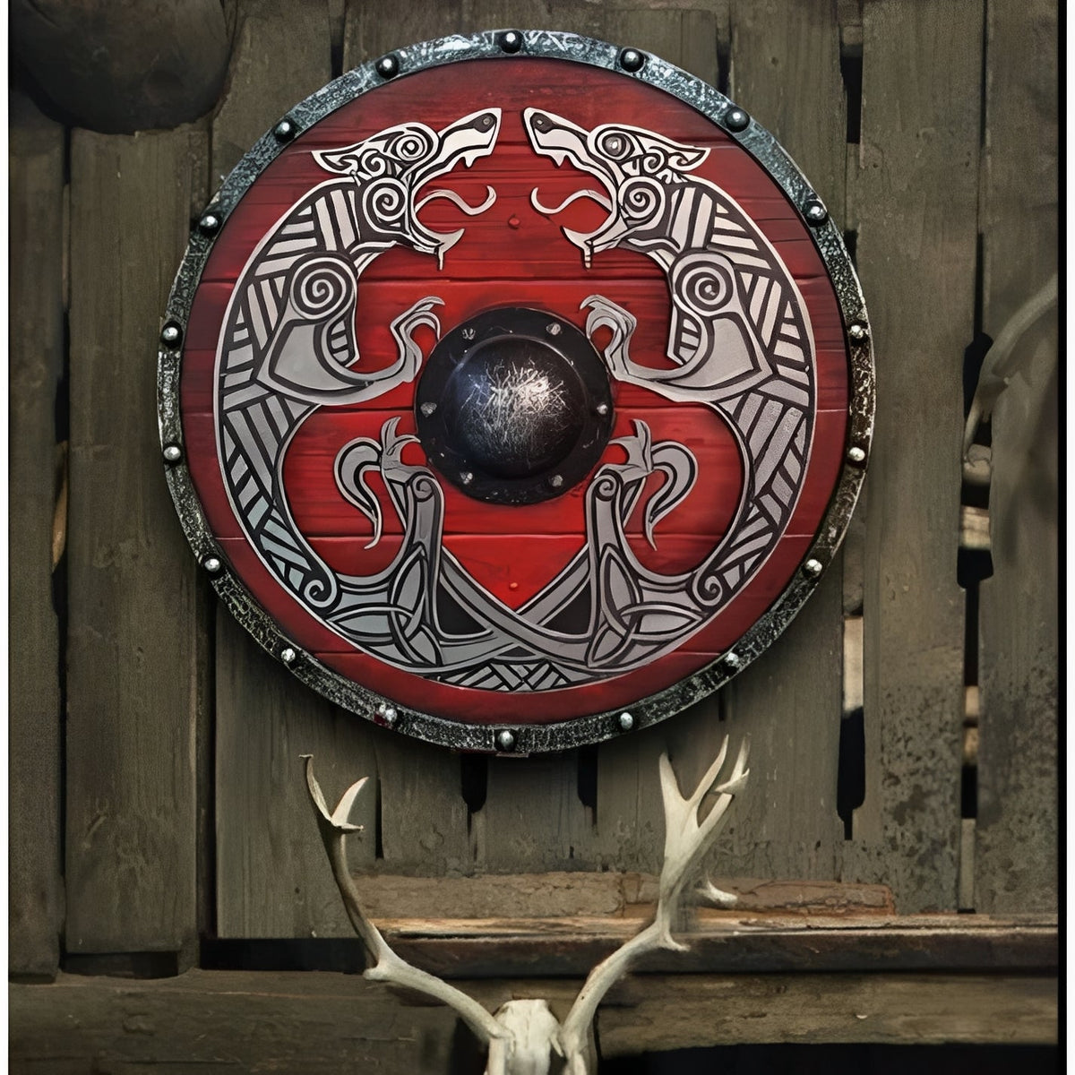 Personalized Viking Shield with Custom Corvid Design
