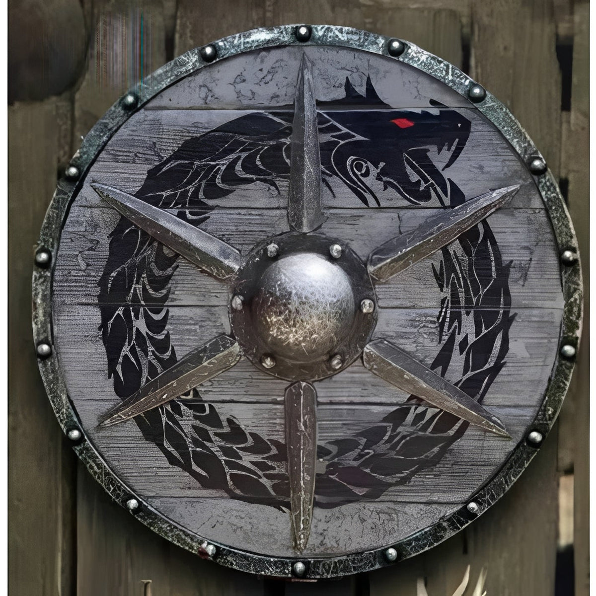 Personalized Viking Shield with Custom Corvid Design