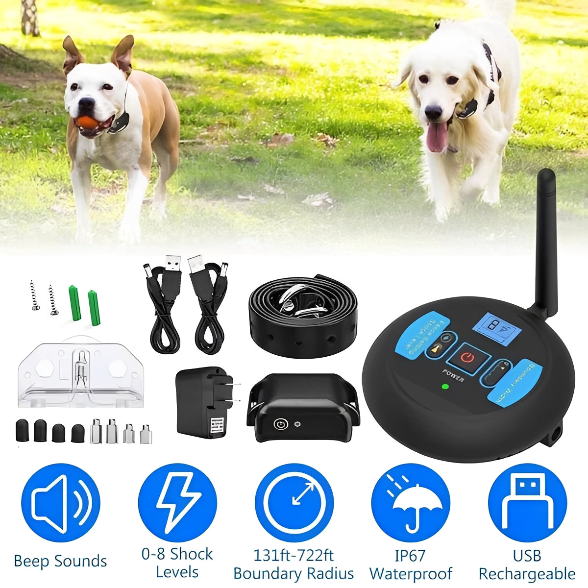 Pet Barrier with Dual Zones and Outdoor Training Features