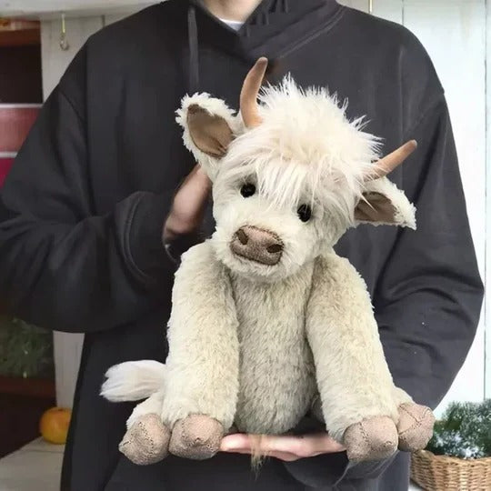 Poseable Highland Cow Plush Toy with Sound Features