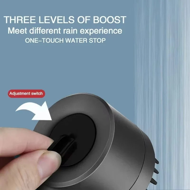 Shower Head with 3 Settings, Integrated Filter and Massage Brush