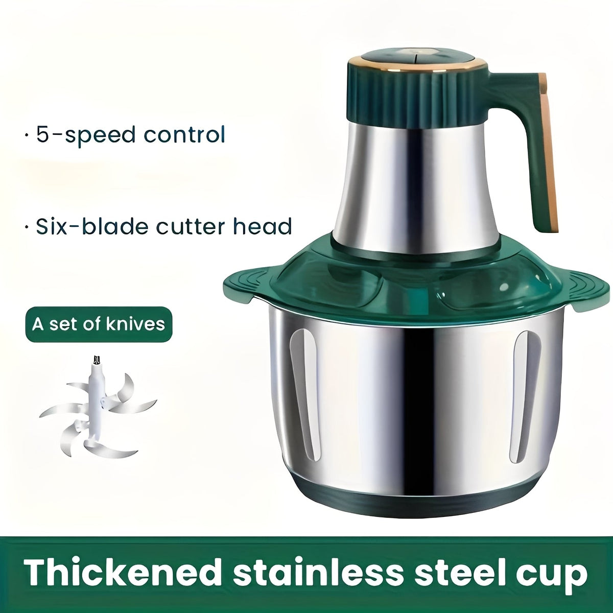 Meat Grinder with 5-Speed Control and Stainless Steel Cutting Blades