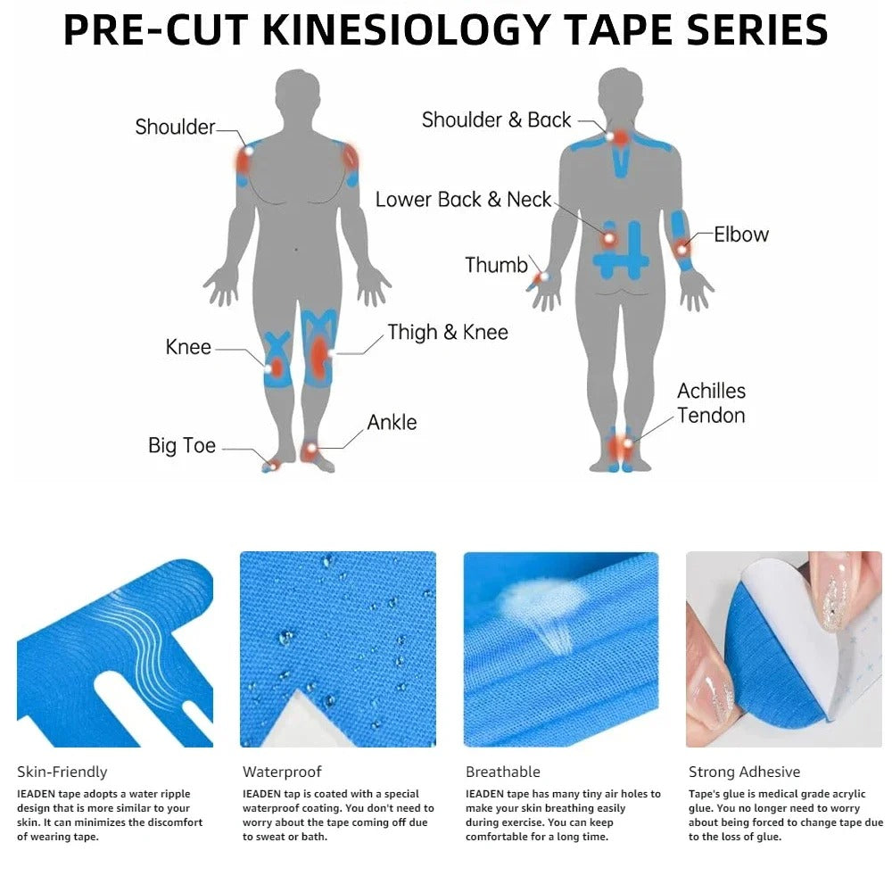 Waterproof Adhesive Kinesiology Tape for Knee Support - Elastic