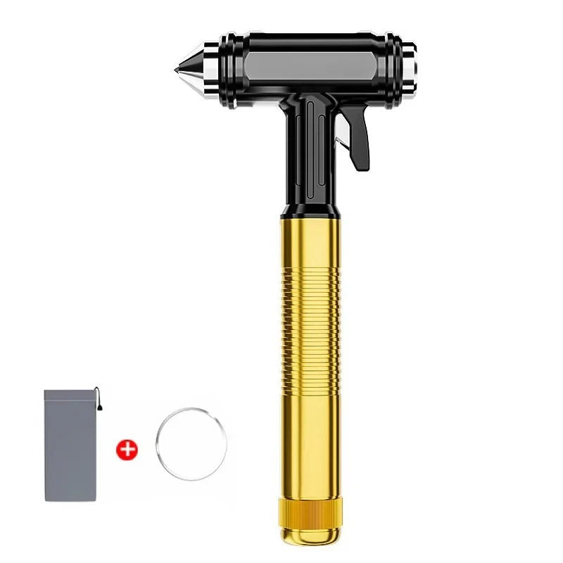 Emergency Window Breaker Tool with Metal Construction and Seat Belt Cutter