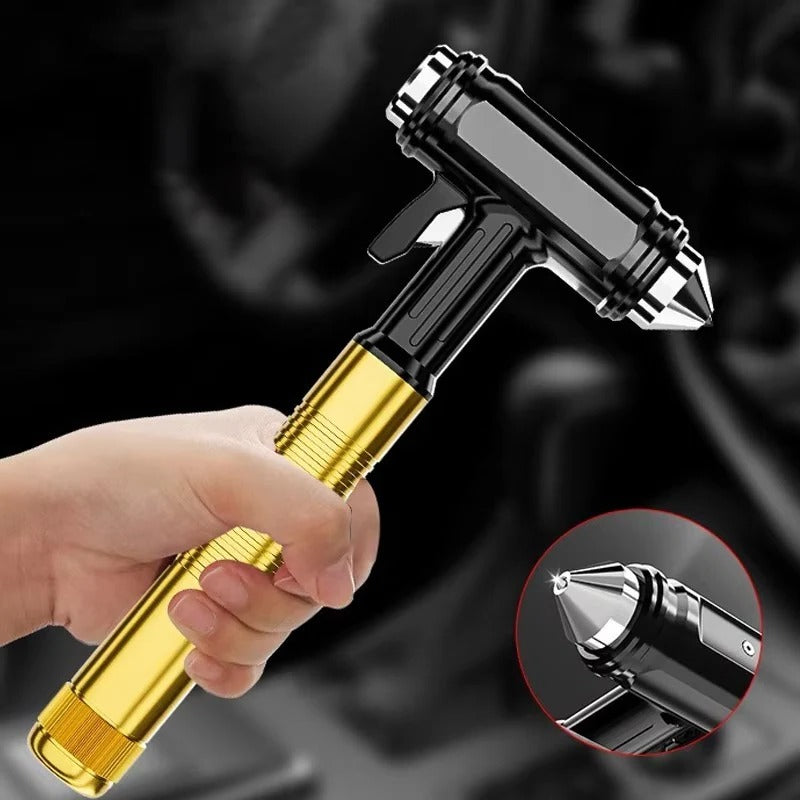 Emergency Window Breaker Tool with Metal Construction and Seat Belt Cutter