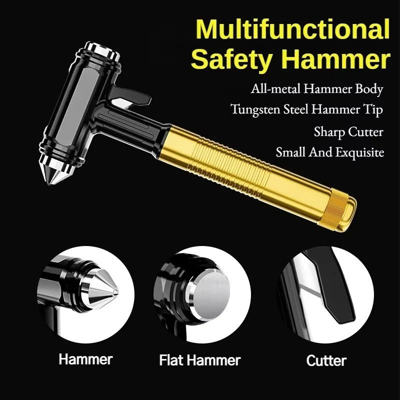 Emergency Window Breaker Tool with Metal Construction and Seat Belt Cutter