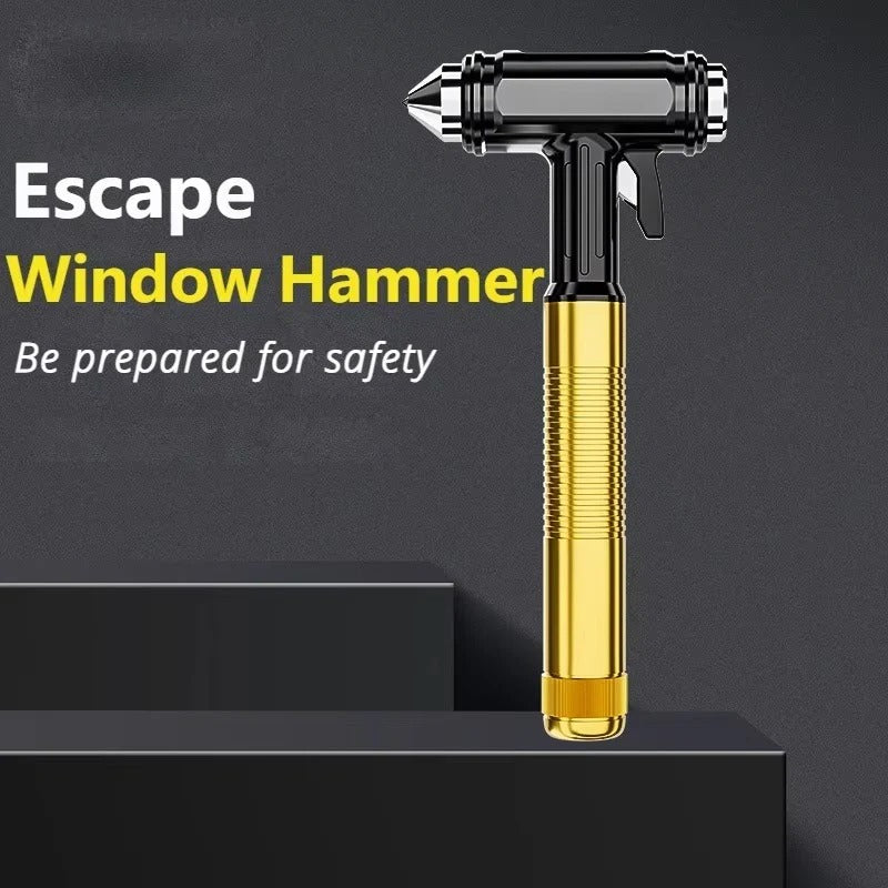 Emergency Window Breaker Tool with Metal Construction and Seat Belt Cutter
