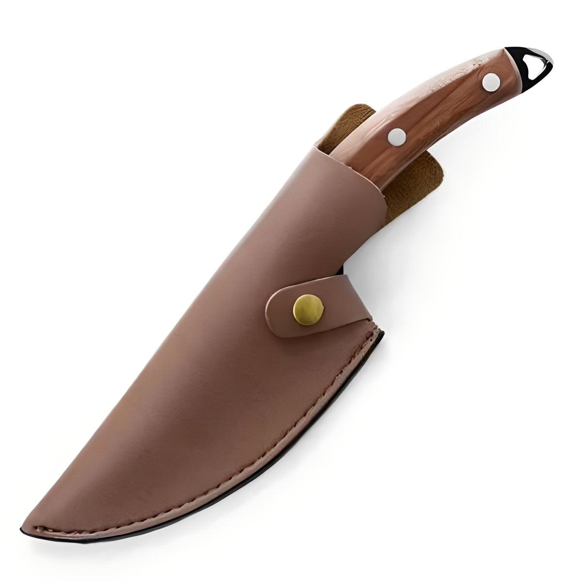 Ergonomic Wooden Handled Kitchen Knife with Steel Blade