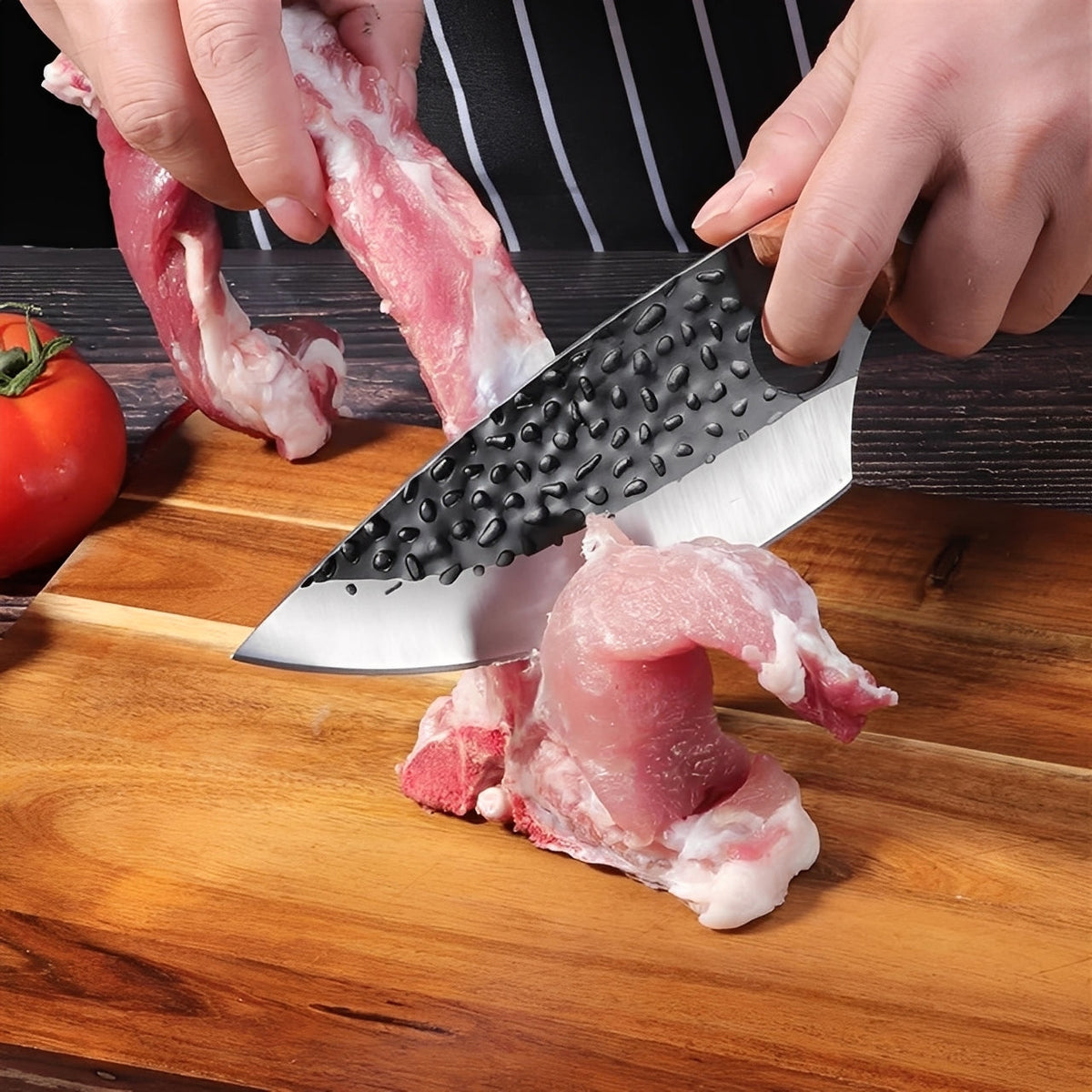 Ergonomic Wooden Handled Kitchen Knife with Steel Blade