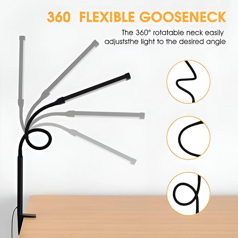 Flexible Gooseneck Desk Lamp with LED Clamp