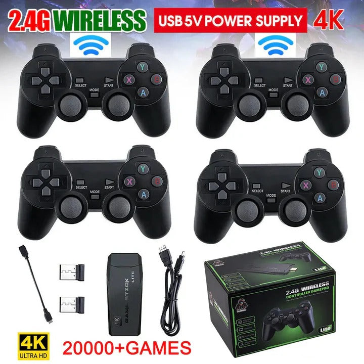 64GB Storage Game Console Stick with 2 Wireless Controllers via HDMI