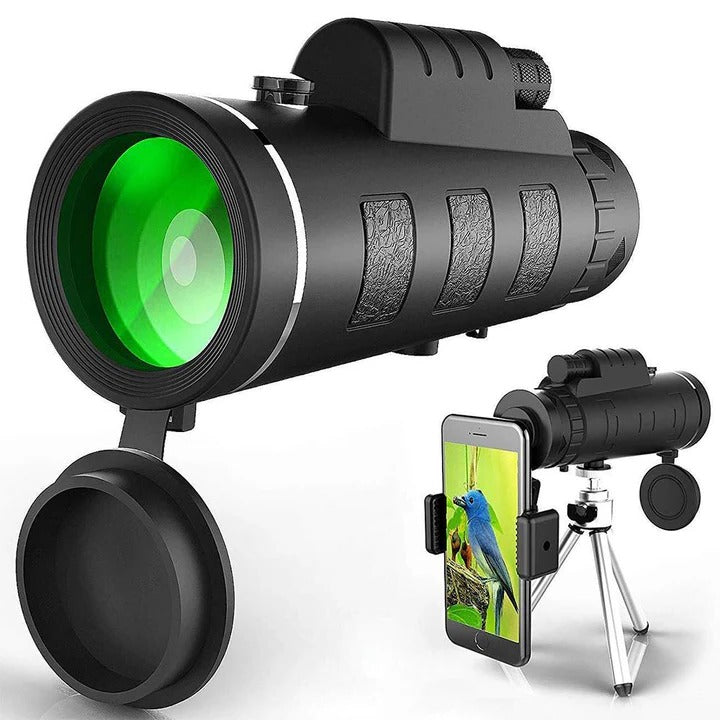 Smartphone-Compatible HD Monocular with Tripod Mount