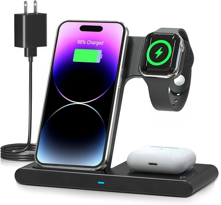 Wireless Charging Dock for Phone, Smartwatch, and Earbuds – 3 Devices