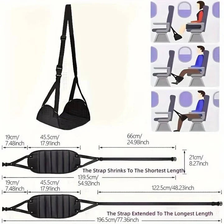 Travel Foot Rest Hammock with Foam Cushioning for Airplanes and Offices, 2-Pack