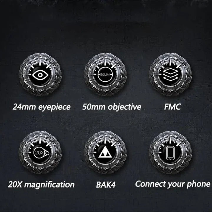 20x Zoom Binoculars with BAK4 Prism and Smartphone Mount