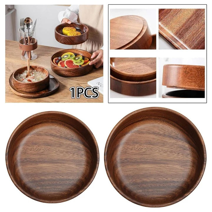 Set of 2 Wooden Bowls for Kitchen and Dining Serving