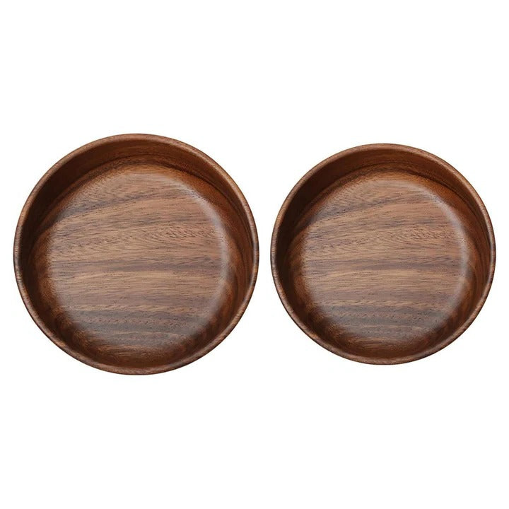 Set of 2 Wooden Bowls for Kitchen and Dining Serving