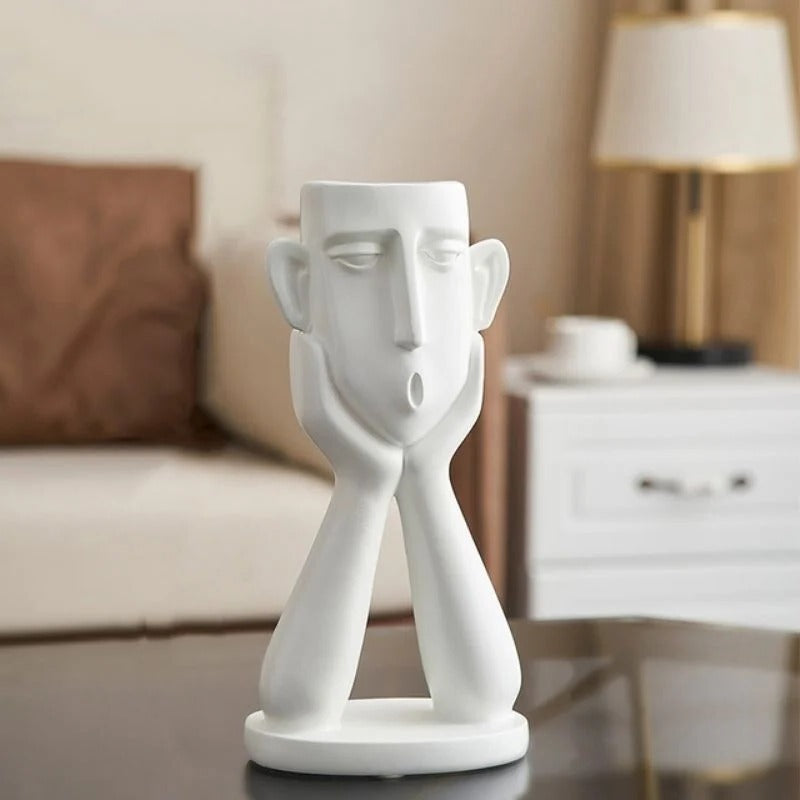 Modern Sculptural Design Plant Vase Set in Face Shape