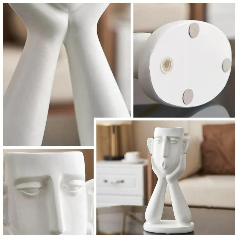Modern Sculptural Design Plant Vase Set in Face Shape