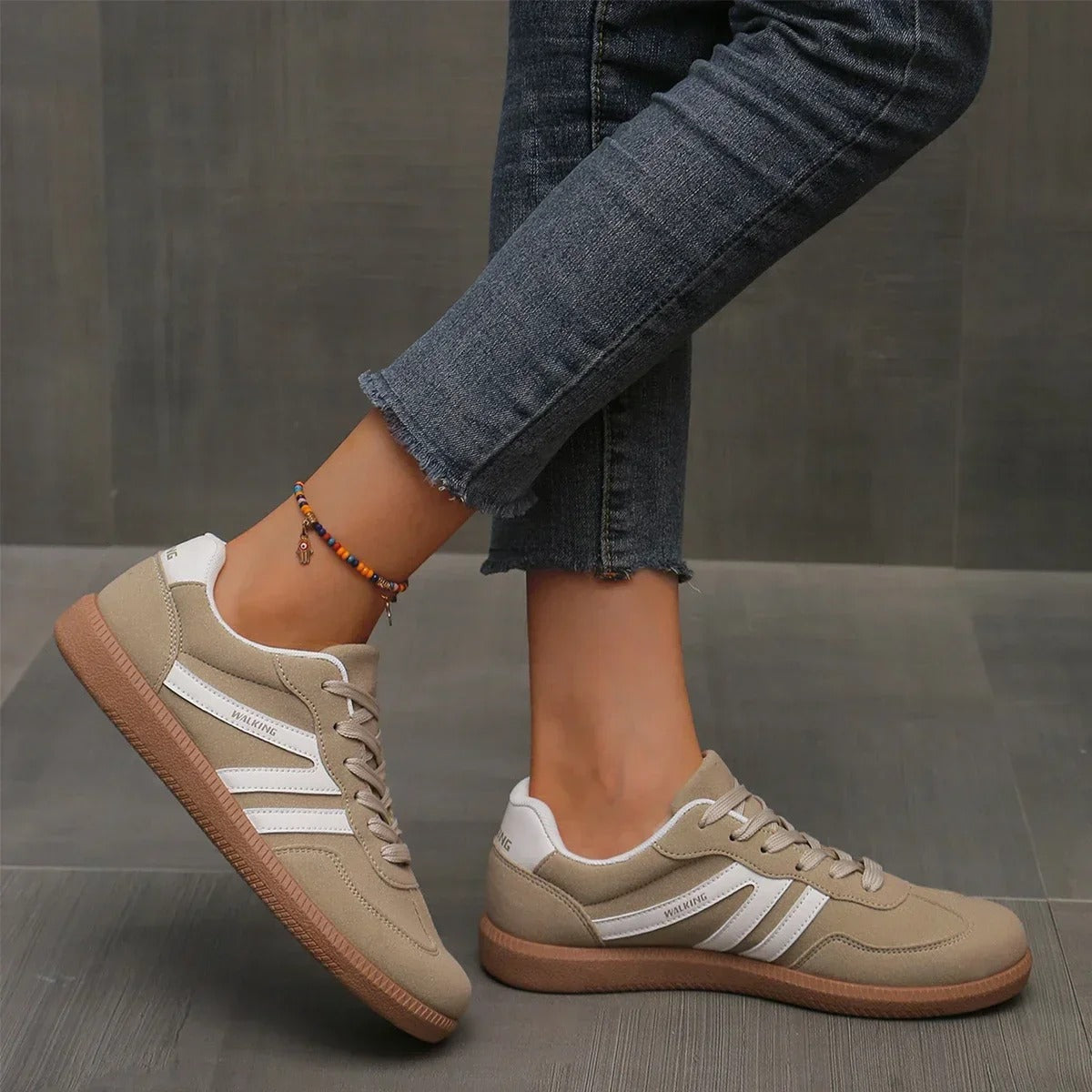 Lightweight Cushioned Sole Sneakers for Women – Casual Lace-Up Design