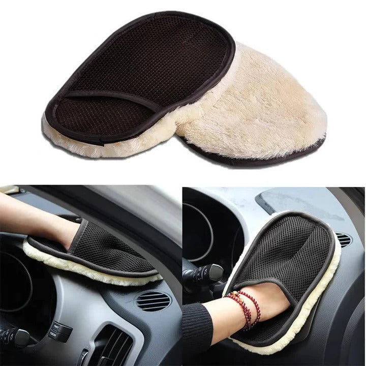 Microfiber Car Cleaning Cloth - Dual-Sided with Elastic Wrist Strap