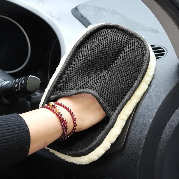 Microfiber Car Cleaning Cloth - Dual-Sided with Elastic Wrist Strap