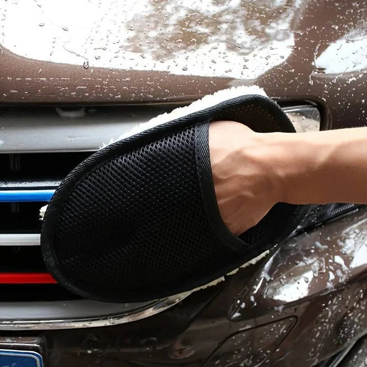 Microfiber Car Cleaning Cloth - Dual-Sided with Elastic Wrist Strap