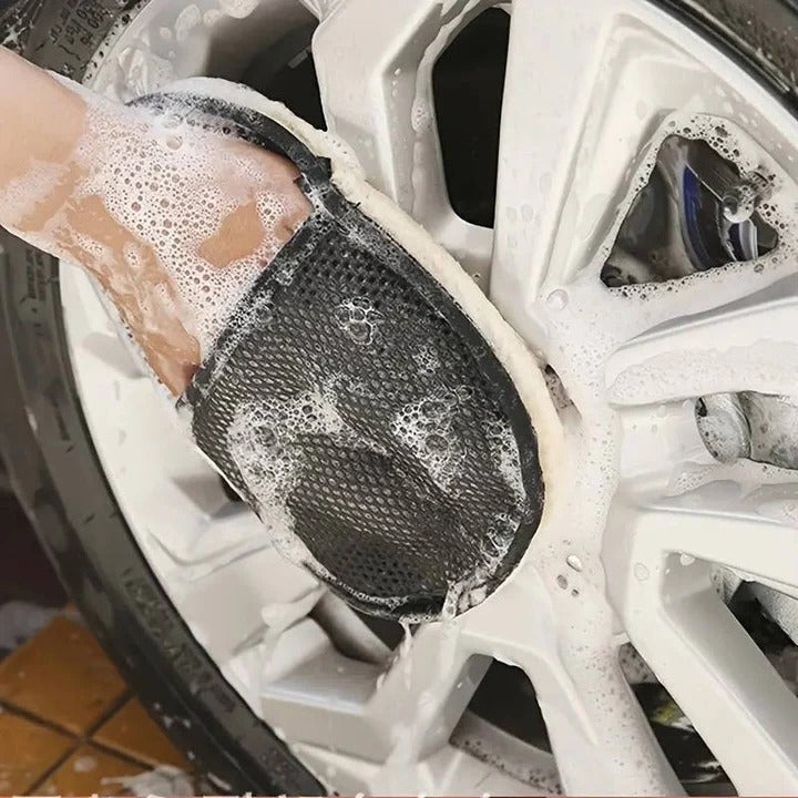 Microfiber Car Cleaning Cloth - Dual-Sided with Elastic Wrist Strap