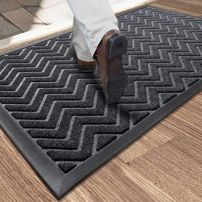 Welcome Mat with Chevron Design for Home Entrance