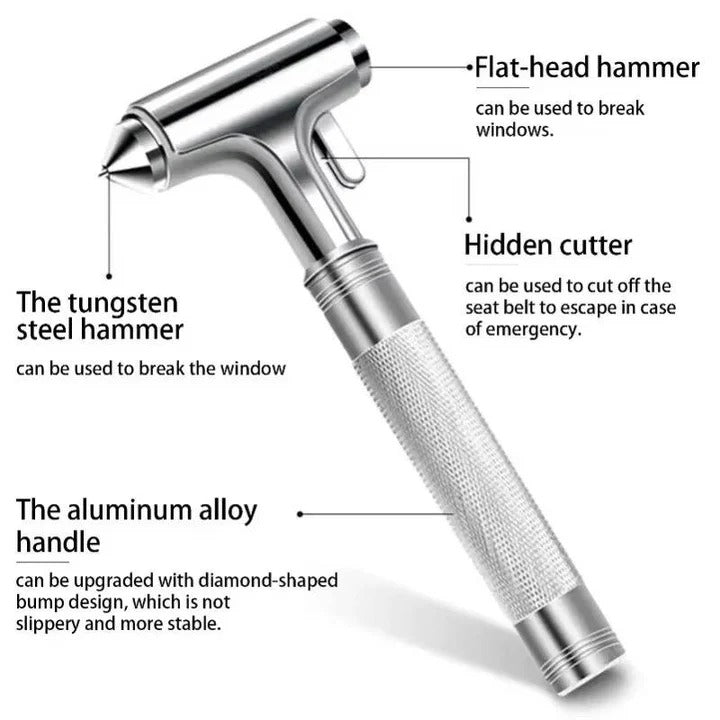 Set of 3 Emergency Escape Hammers with Seatbelt Cutters for Cars