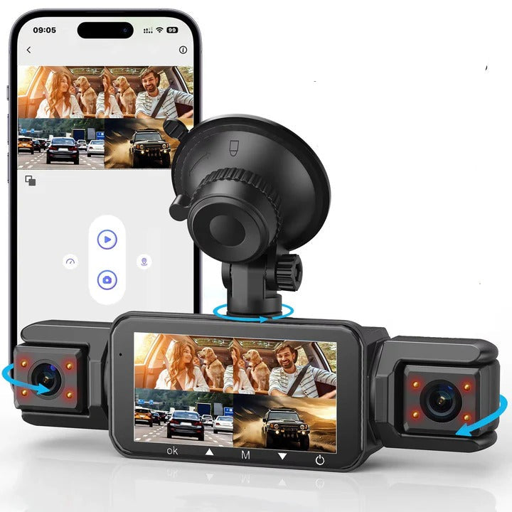 Dashboard Camera with Dual Lenses, Night Vision & Wi-Fi Features