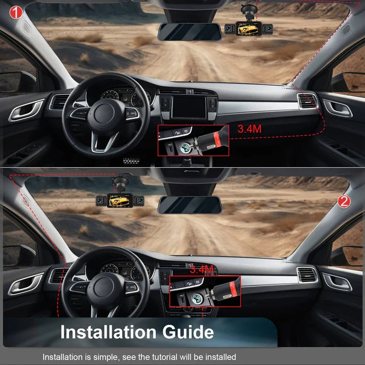 Dashboard Camera with Dual Lenses, Night Vision & Wi-Fi Features