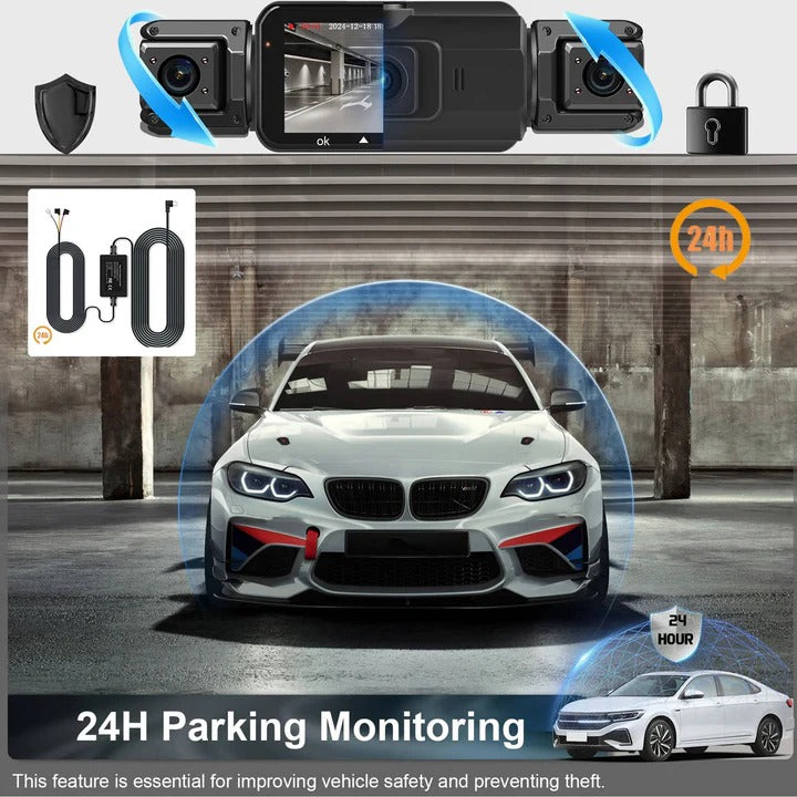 Dashboard Camera with Dual Lenses, Night Vision & Wi-Fi Features
